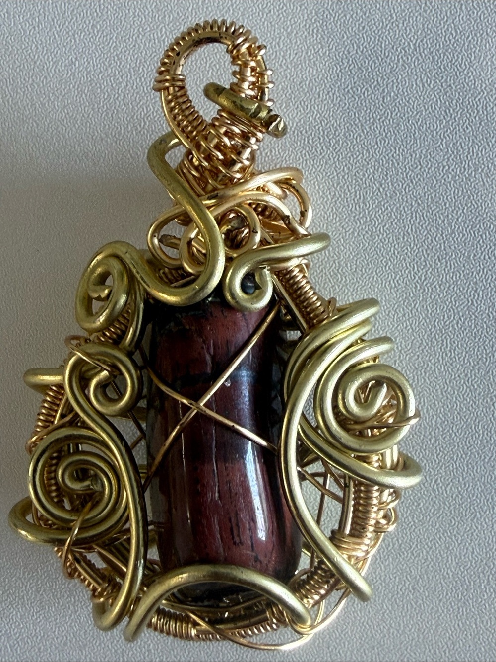 Handcrafted Wire-Wrapped Rhodonite Pendant – Approx. 3” - Picture 5 of 8